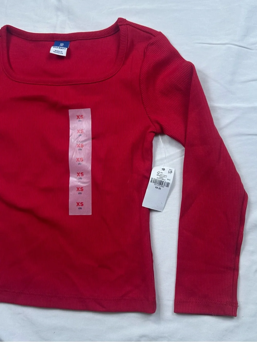 NWT Old Navy Roma Red Ribbed Square Neck Long Sleeve T-Shirt Girls XS (5)